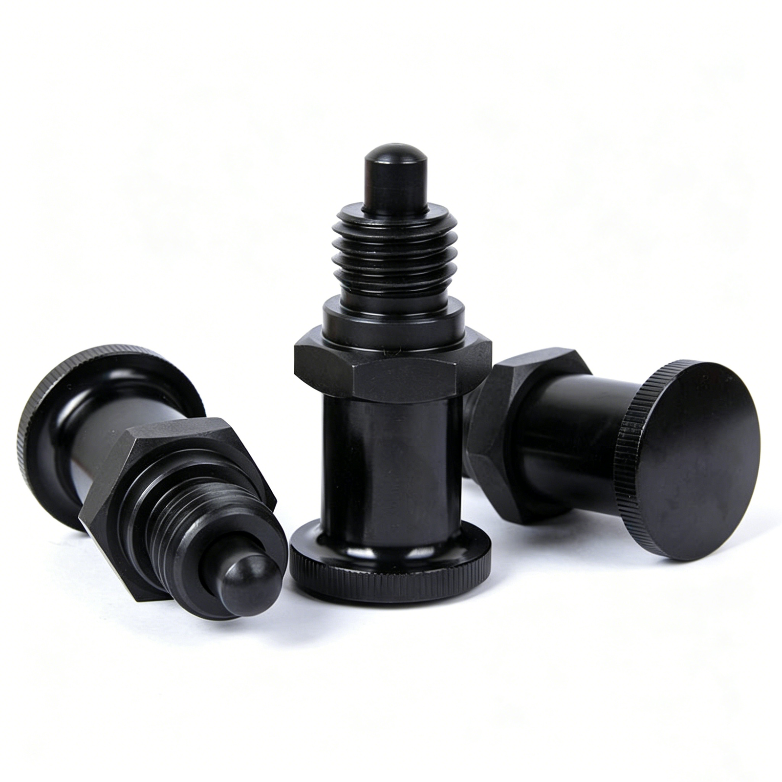 Sinoboltco SNIP000006 indexing plungers, spring loaded retractable locating pins in stainless steel and black oxide finish