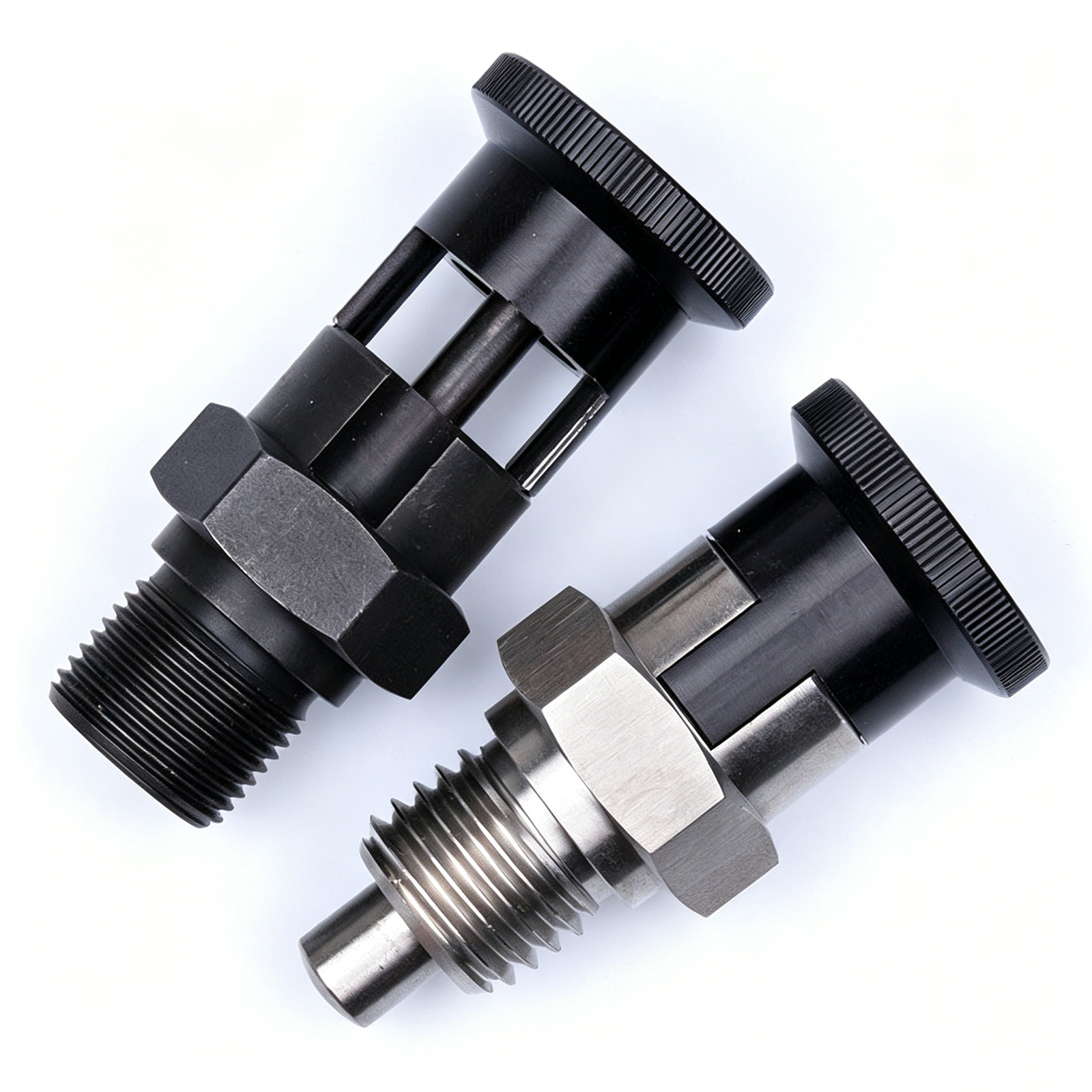Three types of industrial spring plungers with knob handles, M6-M20 thread sizes by Sinoboltco