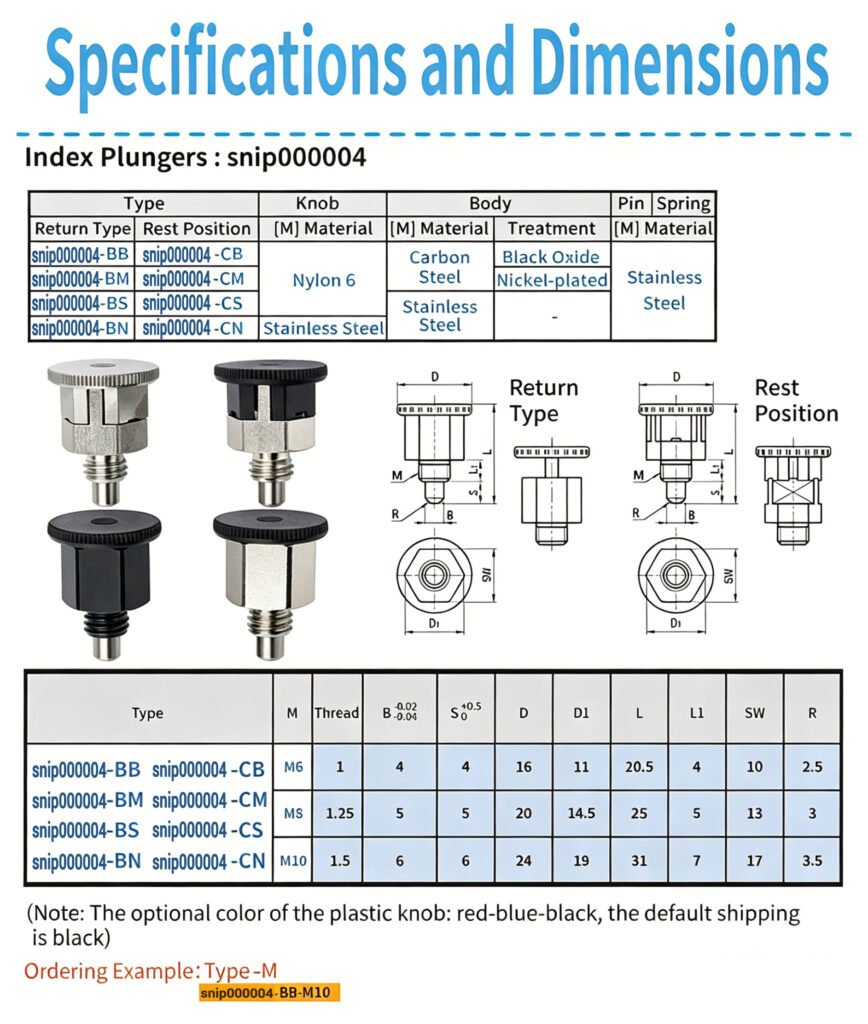 Sinoboltco-SNIP000004-hexagon-collar-indexing-plunger-technical-drawing