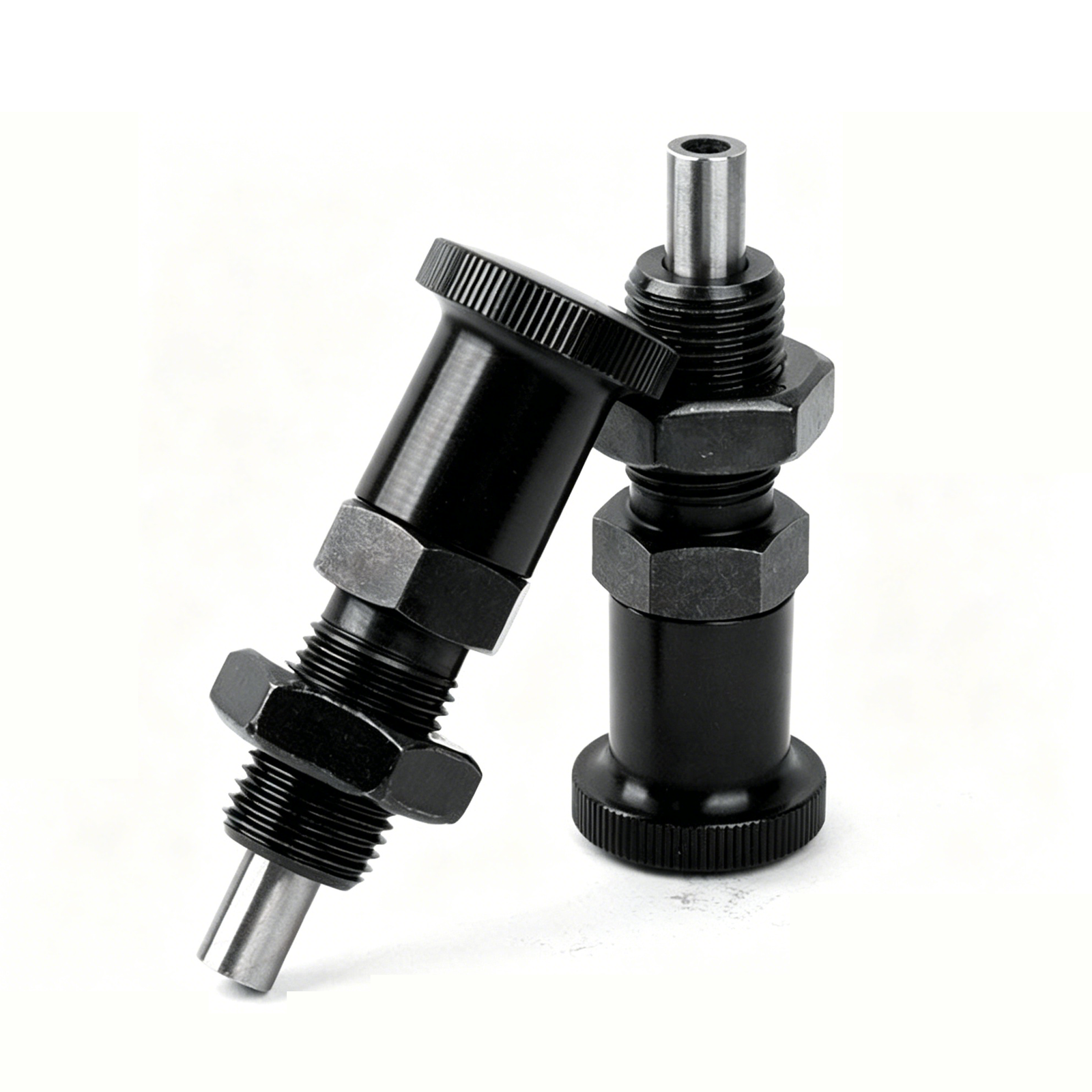 Sinoboltco brand indexing plunger with ergonomic black handle and stainless steel body.