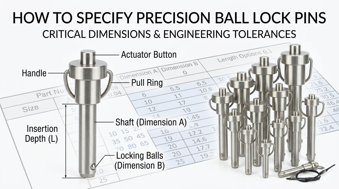 Heavy duty stainless steel quick release ball lock pins series SNBLP000003 for industrial manufacturing
