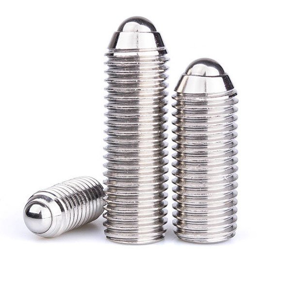 Close-up photo of sinoboltco SNBP000005 stainless steel and black carbon steel hex socket ball plungers