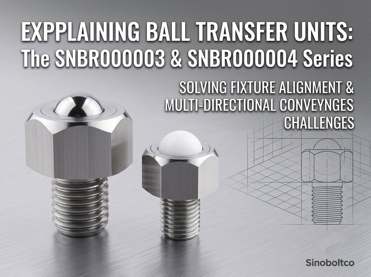 Sinoboltco SNBR000003 and SNBR000004 ball transfer units with stainless steel and POM main balls for fixture alignment