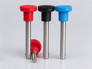 Black red blue nylon grip ball lock quick release pins industrial assembly use