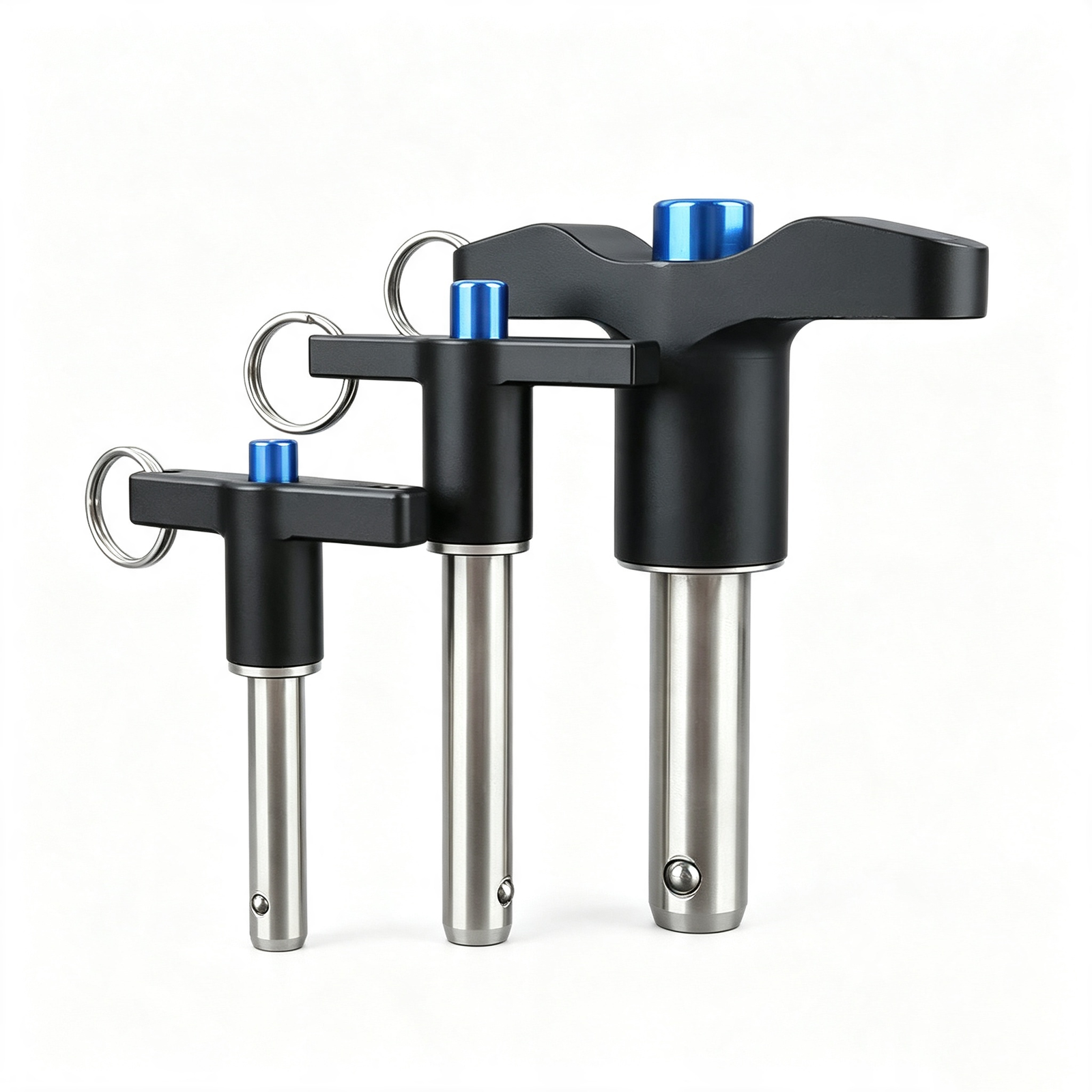 Stainless steel locating ball lock pin with aluminum T handle for industrial fixture
