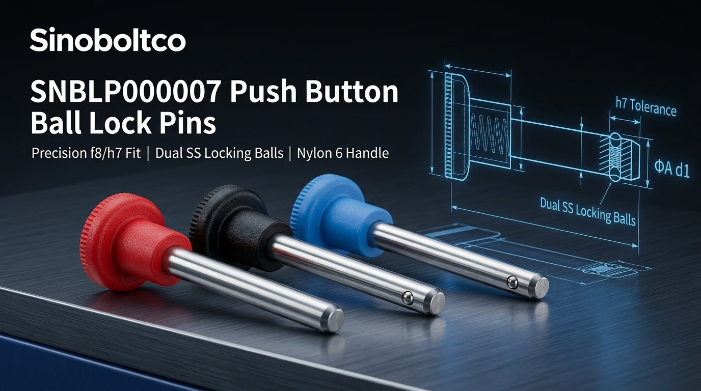 Sinoboltco SNBLP000007 stainless steel ball lock pins with red black blue nylon handles and dual locking balls