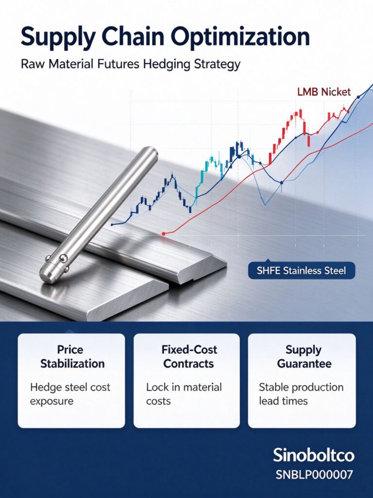 Sinoboltco stainless steel raw material commodity futures hedging strategy for SNBLP000007 ball lock pin long-term price stability